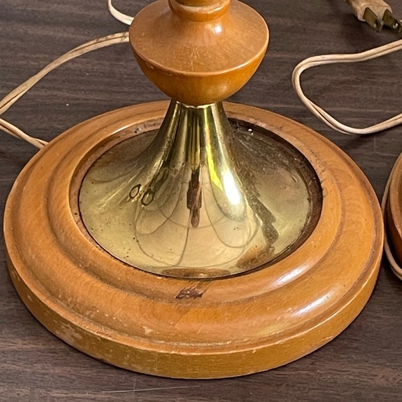 Vintage Amber Glass Table Lamps Pair Vintage Lights Lighting - Picture 2 of 4